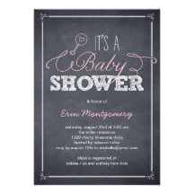 Stylishly Chalked Baby Shower Invitations - Pink