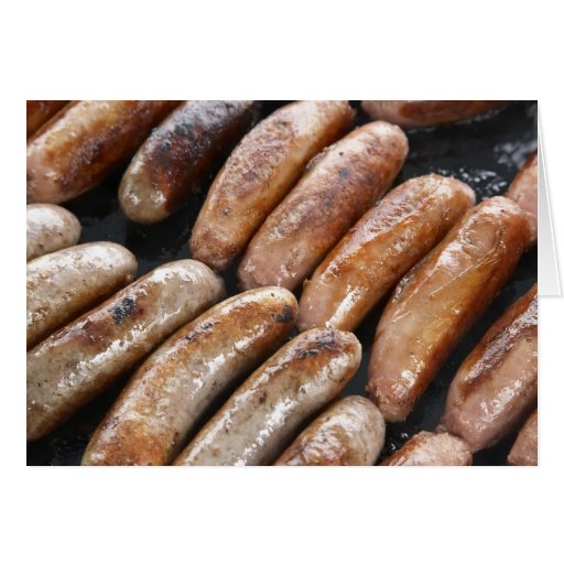 Suasages on Barbeque Greeting Card