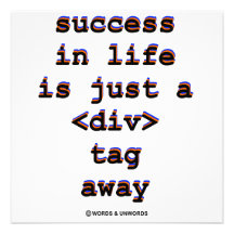Success In Life Is Just A <Div> Tag Away (Humour) Custom Invitation