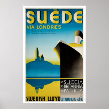 Suede Sweden Vintage Ship Advertisement Posters