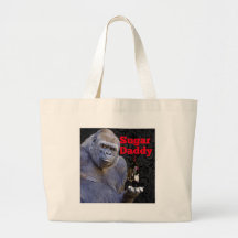 Sugar Daddy Black Damask Gorilla Tote Bag