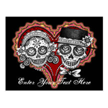 Sugar Skull Couple Postcard - Add Your Own Text!