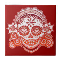 Sugar Skull Lady Catrina Ceramic Tile tiles