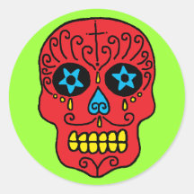Sugar Skull Man Round Stickers
