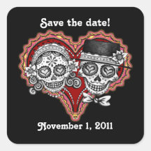 Sugar Skull Save the Date Stickers