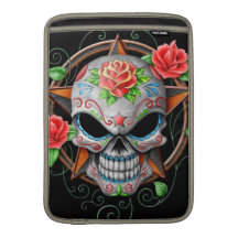 Sugar Skull Star, black MacBook Air Sleeves