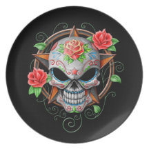 Sugar Skull Star, black Plate