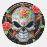 Sugar Skull Star, black Stickers