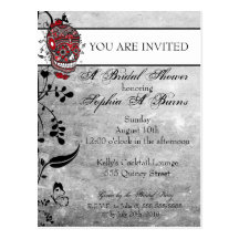 Sugar Skull Tattoo Design Shower Invitation Postcards