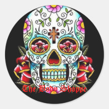 sugar skull, The Body Shoppe Round Stickers