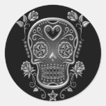 Sugar Skull with Roses, dark Sticker