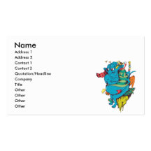 sulking monster with pals vector art 2 business cards