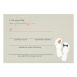 Summer Beach Flowers Flip Flops Wedding RSVP Card invitations