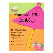 Summer Beach Fun Birthday Party Invitation