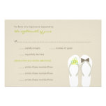 Summer Beach Green Flowers Flip Flops Wedding RSVP invitations