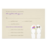 Summer Beach Purple Flower Flip Flops Wedding RSVP invitations