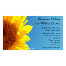 Summer Blue Sky with Yellow Sunflower Business Card Templates
