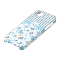 Summer fun blue birds and flowers monogram iPhone 5 cover