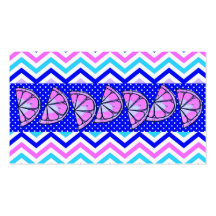Summer Fun Citrus Fruit Slices Chevron Polka Dots Business Card Template