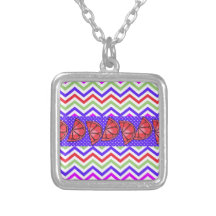 Summer Fun Grapefruit Slice Chevron Polka Dots Personalized Necklace