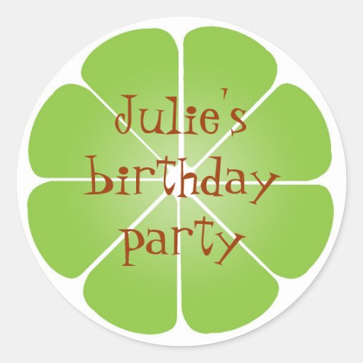 Summer lime green citrus party favour seal sticker