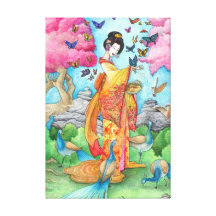 "Summer Maiko" Geisha Wrapped Canvas Art Gallery Wrapped Canvas