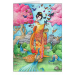 Summer Maiko Japanese Geisha Greeting Card, Blank