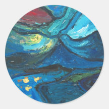Summer Night (abstract expressionism landscape) Sticker