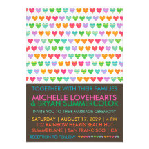 Summer Rainbow Love Hearts Wedding Photo Invite