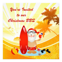 Summer Surfing Santa Personalized Announcements