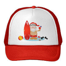 Summer Surfing Santa Trucker Hats
