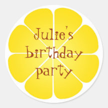 Summer yellow lemon party favour seal stickers