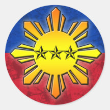 Sun and 3 Stars Round Stickers