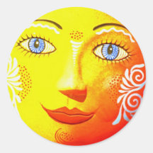 Sun Ceramic Round Sticker