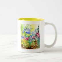 Sun Dappled Watercolor Flower Garden Coffee Mug