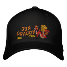 Sun Dragon  Surf and Cycle Embroidered Hat