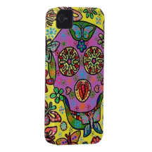 Sun Flower Butterfly Sugar Skull iPhone 4 Case-Mate Cases