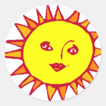 Sun Round Stickers
