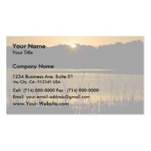 Sun setting over wetland business card template