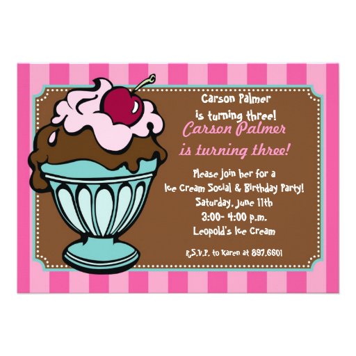 Sundae Shoppe Stripes Personalised Announcements