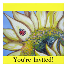 Sunflower and Ladybug Personalized Invite
