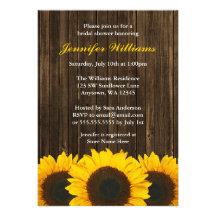 Sunflower Barn Wood Bridal Shower Custom Invites