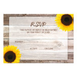 Sunflower Barn Wood Wedding RSVP Response Card Personalized Invitation
