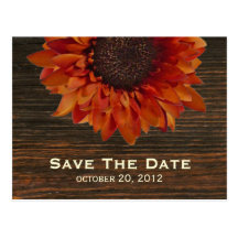 Sunflower & Barnwood Save The Date Postcard