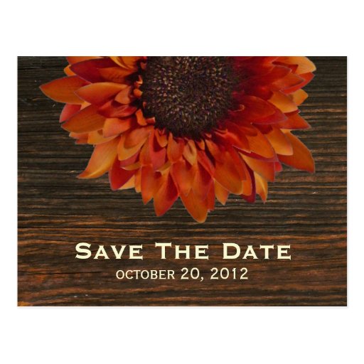 Sunflower & Barnwood Save The Date Postcard