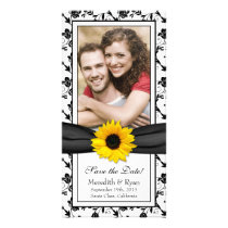 Sunflower Black Floral Ribbon Wedding Save Date photo cards
