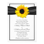 Sunflower Black Ribbon Wedding Invitation