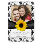 Sunflower Black White Floral Wedding Photo Magnet