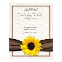 Sunflower Damask Floral Wedding Response Card Custom Announcements