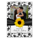 Sunflower Damask Wedding Thank You Card